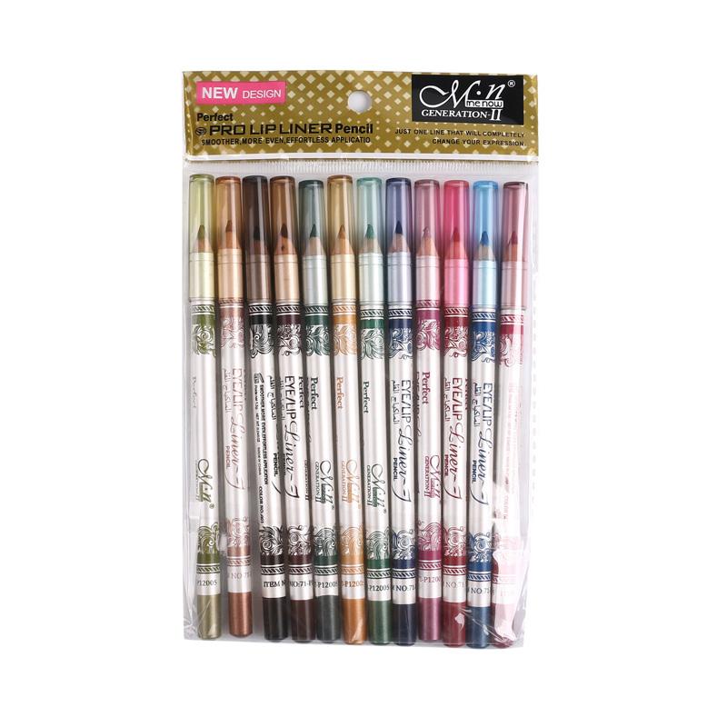 12PCS of 2 in 1,  Eye Liner Lip Pencil,  Long-lasting Waterproof DromedarShop.com Online Boutique