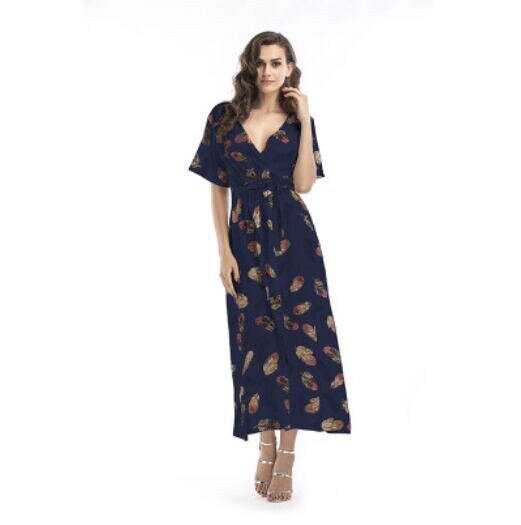 Short Sleeve A-Line Floral Print Women Dress - DromedarShop.com Online Boutique