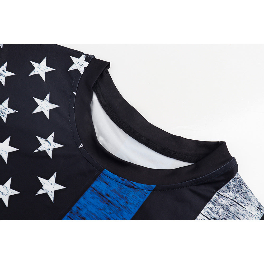 Men American Independence Day Holiday Digital Printing Round Neck T-Shirt - DromedarShop.com Online Boutique