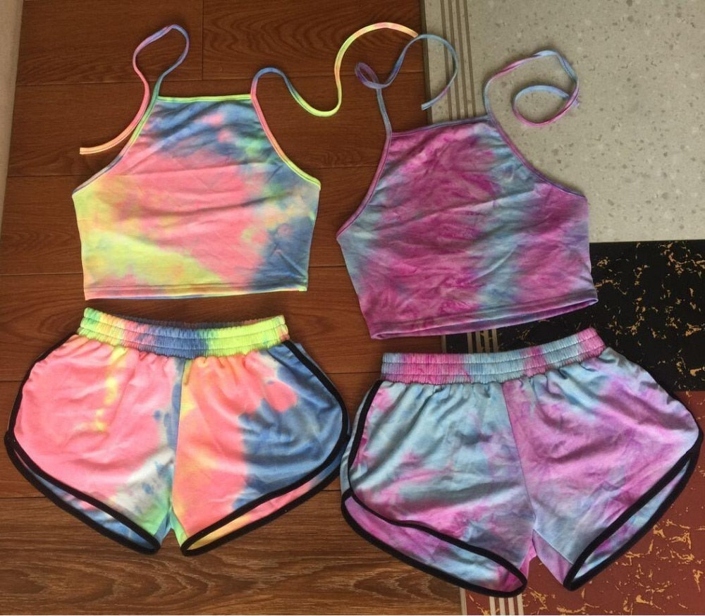 Women Tie-Dye Crop Top and Shorts Set DromedarShop.com Online Boutique