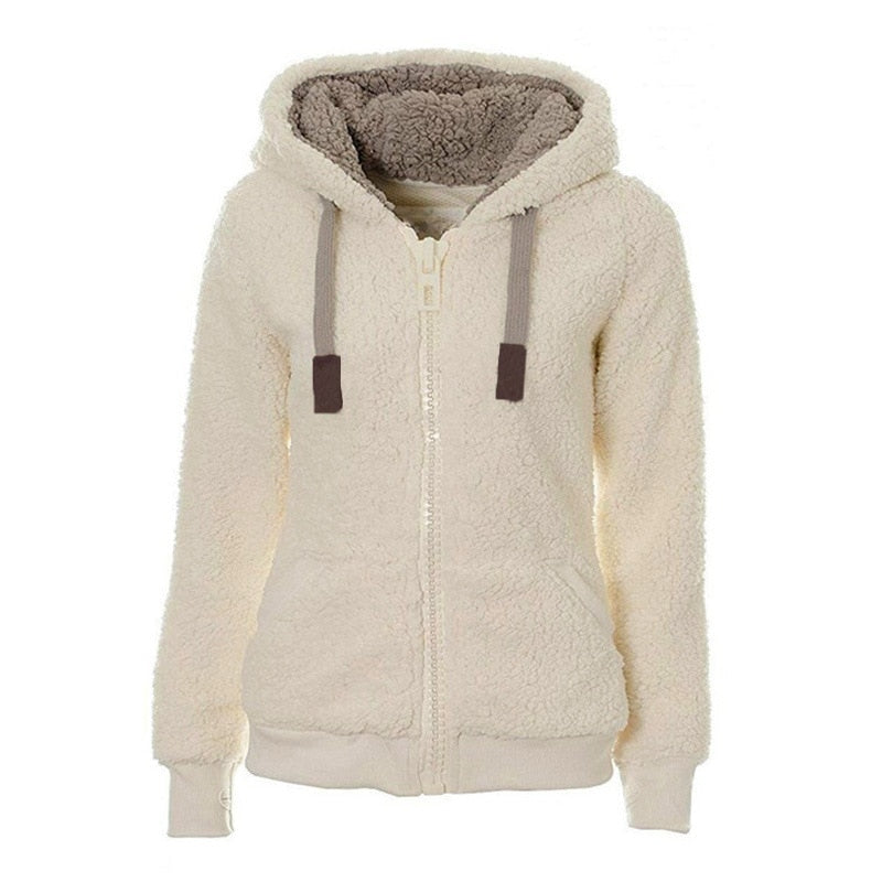 Women Winter Fleece Sweater Hooded Warm Zipper Cardigan DromedarShop.com Online Boutique