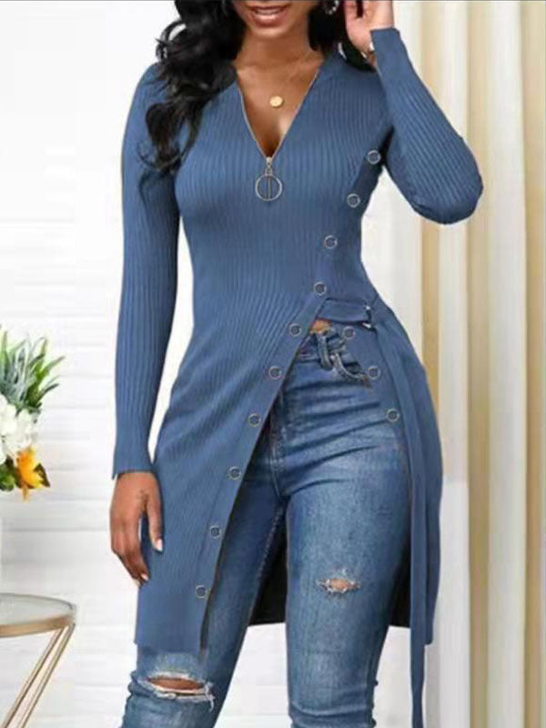Women's V Neck Long Sleeve Tops - DromedarShop.com Online Boutique