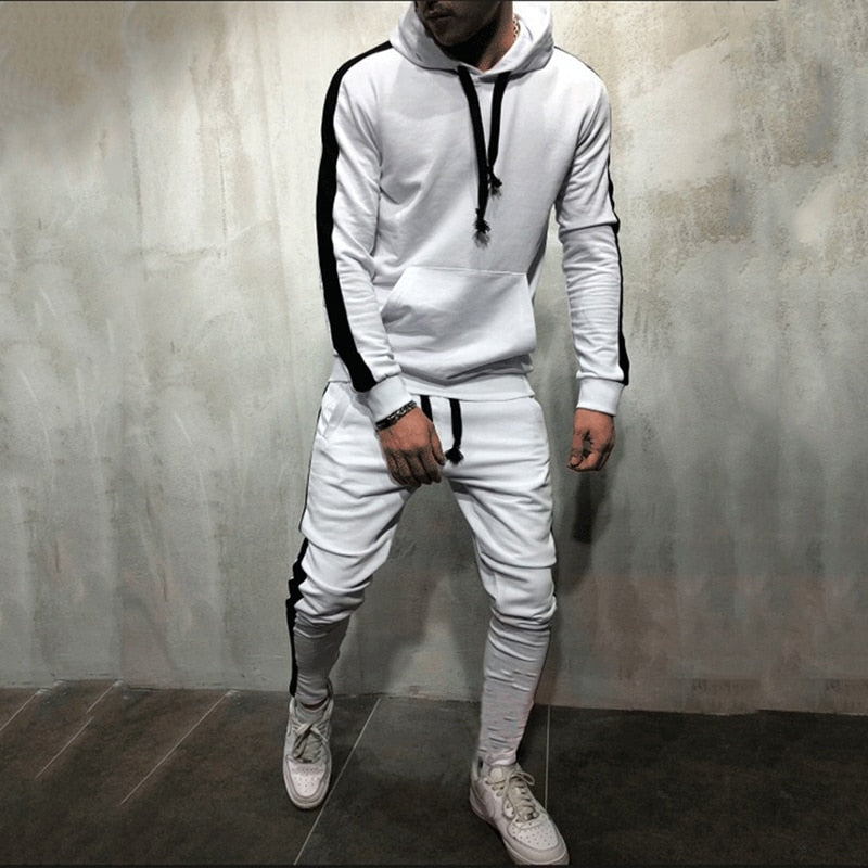 Men Tracksuit Hooded Sweatshirt + Drawstring Pants DromedarShop.com Online Boutique