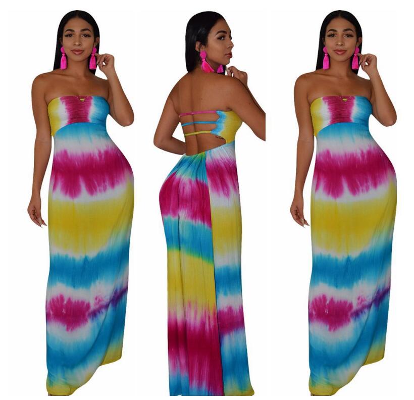 Women Summer Tie Dye Maxi Dress DromedarShop.com Online Boutique