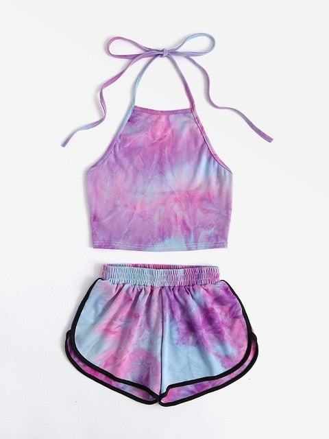 Women Tie-Dye Crop Top and Shorts Set DromedarShop.com Online Boutique