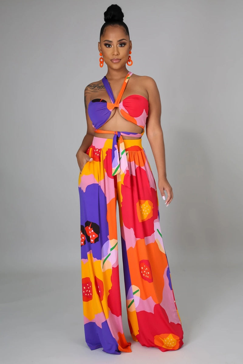 Women Dashiki Floral African 2-Piece Suit DromedarShop.com Online Boutique