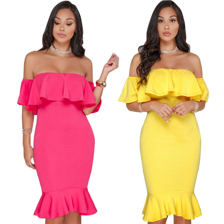 Elegant Shoulder Women's Dress - DromedarShop.com Online Boutique