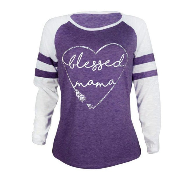 Blessed Mama T- Shirt Women's Long Sleeve Tops DromedarShop.com Online Boutique
