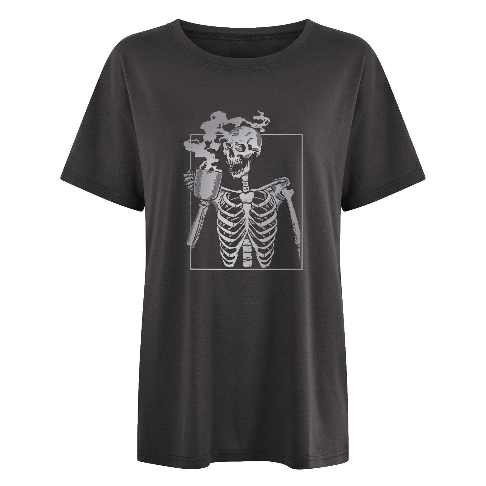 Large Size Short Sleeve Spot Skull Gradient Print T-Shirt - DromedarShop.com Online Boutique