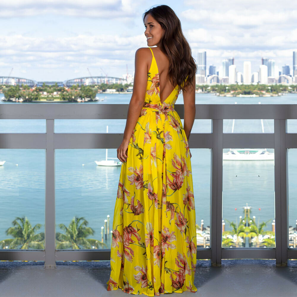 Women's Sling Floral Long Dress - DromedarShop.com Online Boutique