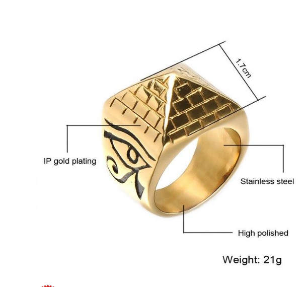 Men' Punk Egyptian Pyramid Ring Fashion Hip hop Jewelry The Eye of Horus Rings - DromedarShop.com Online Boutique
