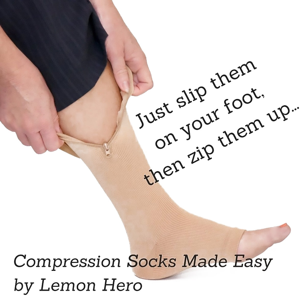 1 Pair Unisex Compression Socks Zipper Leg Support Knee Socks Women Men Open Toe Thin Anti-Fatigue Stretchy Socks DromedarShop.com Online Boutique