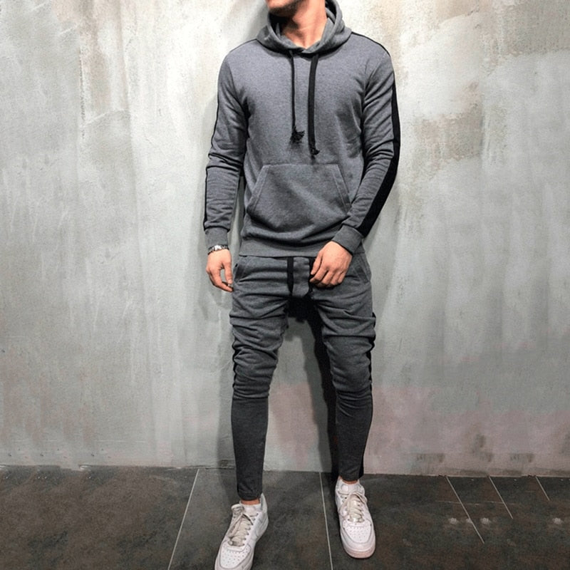 Men Tracksuit Hooded Sweatshirt + Drawstring Pants DromedarShop.com Online Boutique