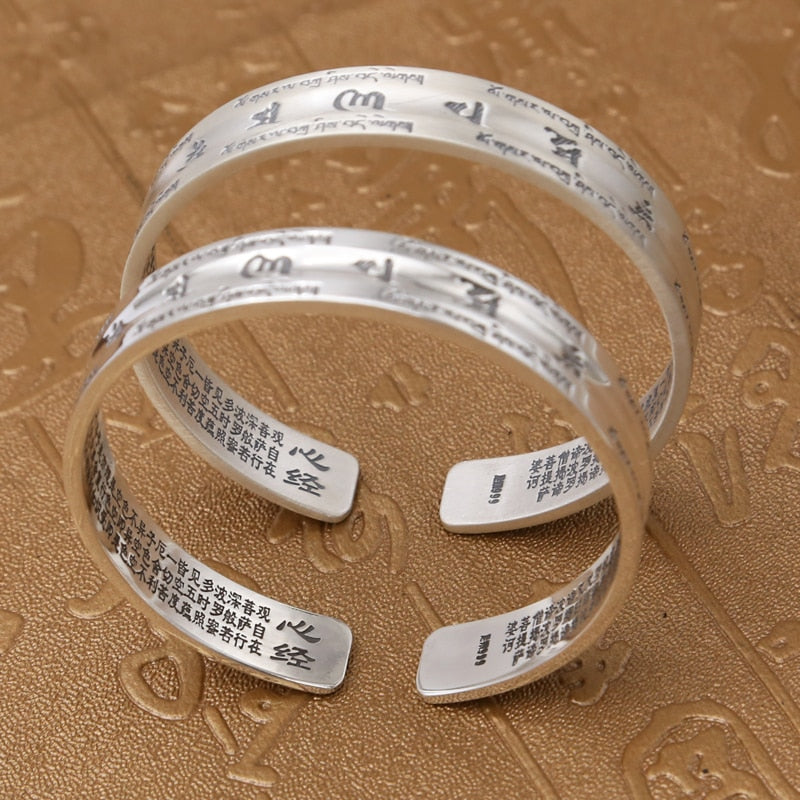 S999 sterling silver Buddha Scripture Mantra Bracelet DromedarShop.com Online Boutique