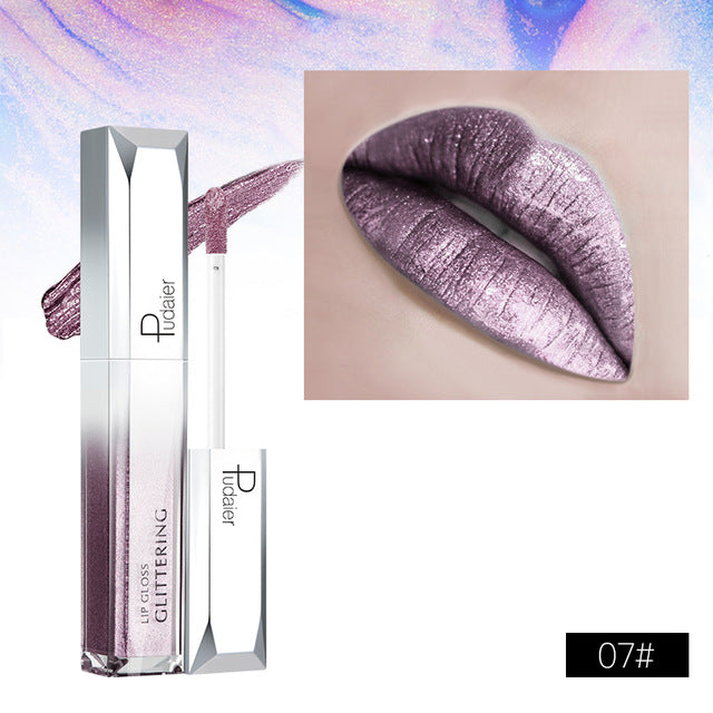 Pudaier Metallic Glitter Shine Lip Gloss Stick 18 Colors DromedarShop.com Online Boutique