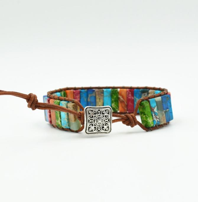 Chakra Bracelet Handmade Multi Color Natural Stone DromedarShop.com Online Boutique
