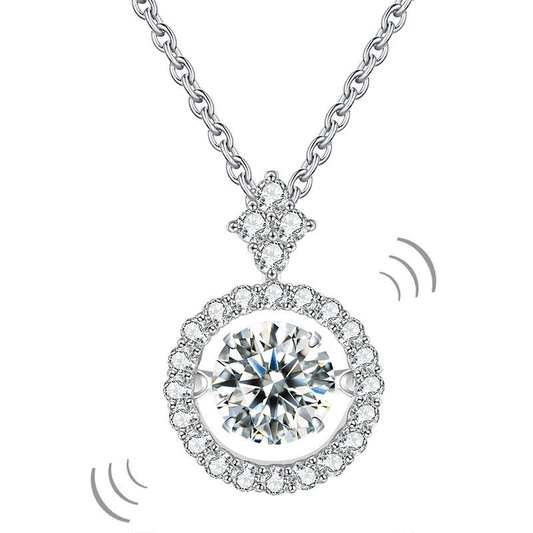 1 Carat Moissanite Diamond Dancing Stone Necklace 925 Sterling Silver MFN8137 - DromedarShop.com Online Boutique