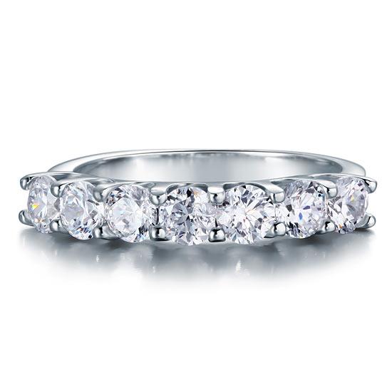 1.75 Carat Seven Stone Solid 925 Sterling Silver Wedding Ring Jewelry DromedarShop.com Online Boutique