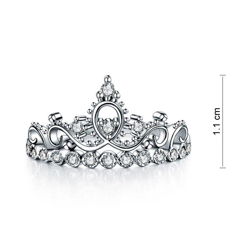 Solid 925 Sterling Silver Ring Crown Shape Created Diamond for Lady Trendy Stylish XFR8275 - DromedarShop.com Online Boutique