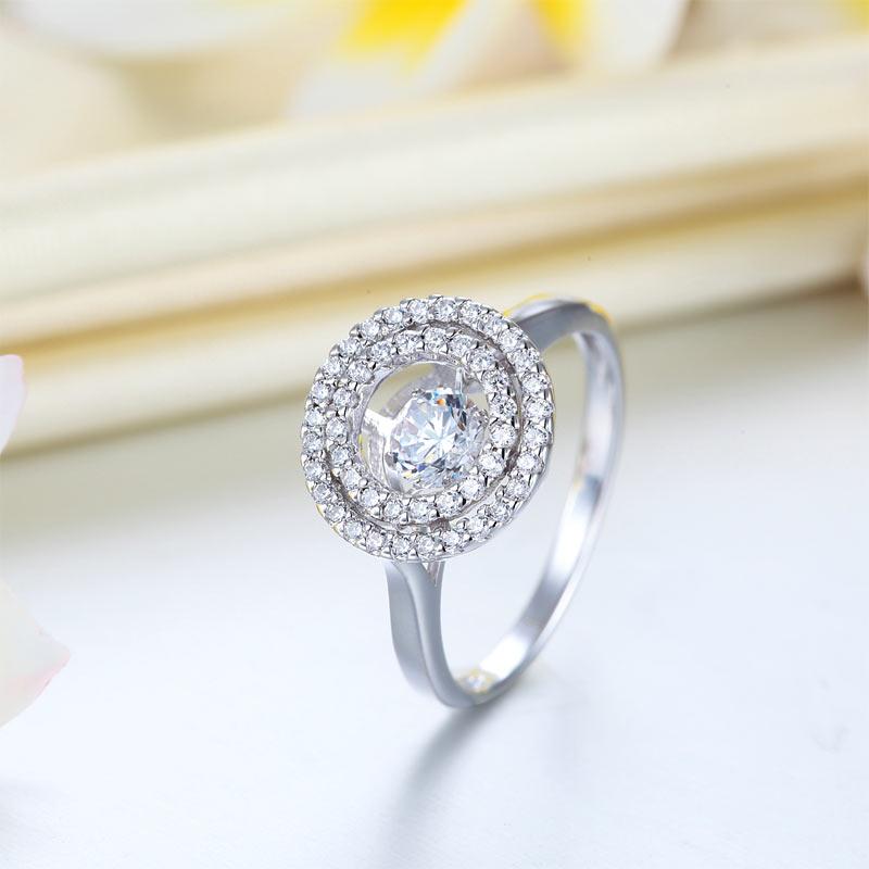 Dancing Stone Double Halo Solid 925 Sterling Silver Ring Fashion Wedding Jewelry XFR8285 - DromedarShop.com Online Boutique
