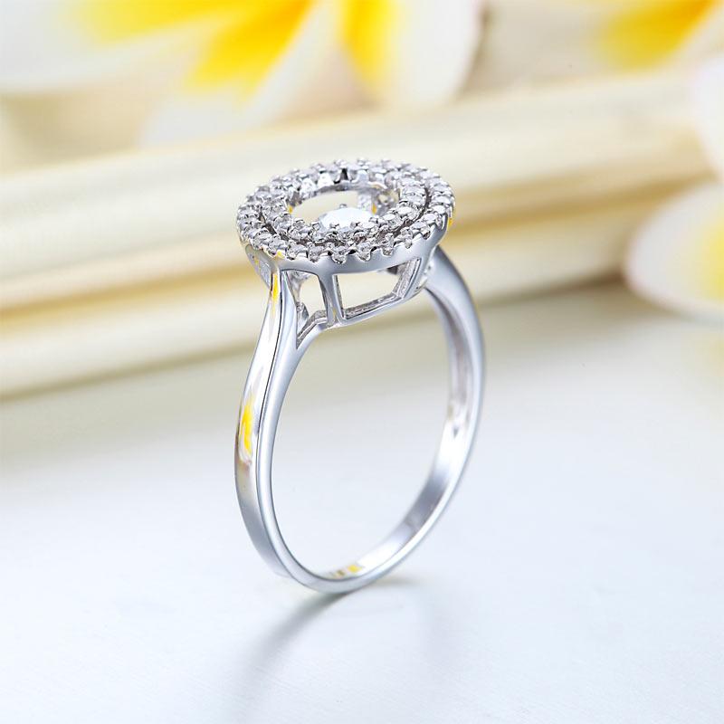 Dancing Stone Double Halo Solid 925 Sterling Silver Ring Fashion Wedding Jewelry XFR8285 - DromedarShop.com Online Boutique