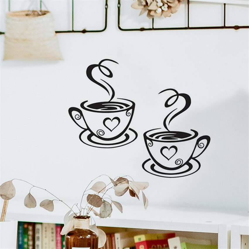 Black Coffee Cups Wall Stickers DIY Art Wall Decor DromedarShop.com Online Boutique