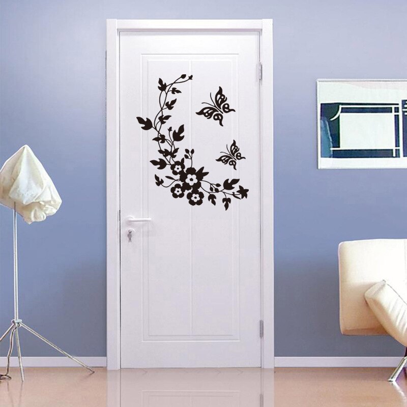 Butterfly Flower vine bathroom wall stickers for home decor Butterflies wall decals for toilet PVC decal sticker on the wall DromedarShop.com Online Boutique