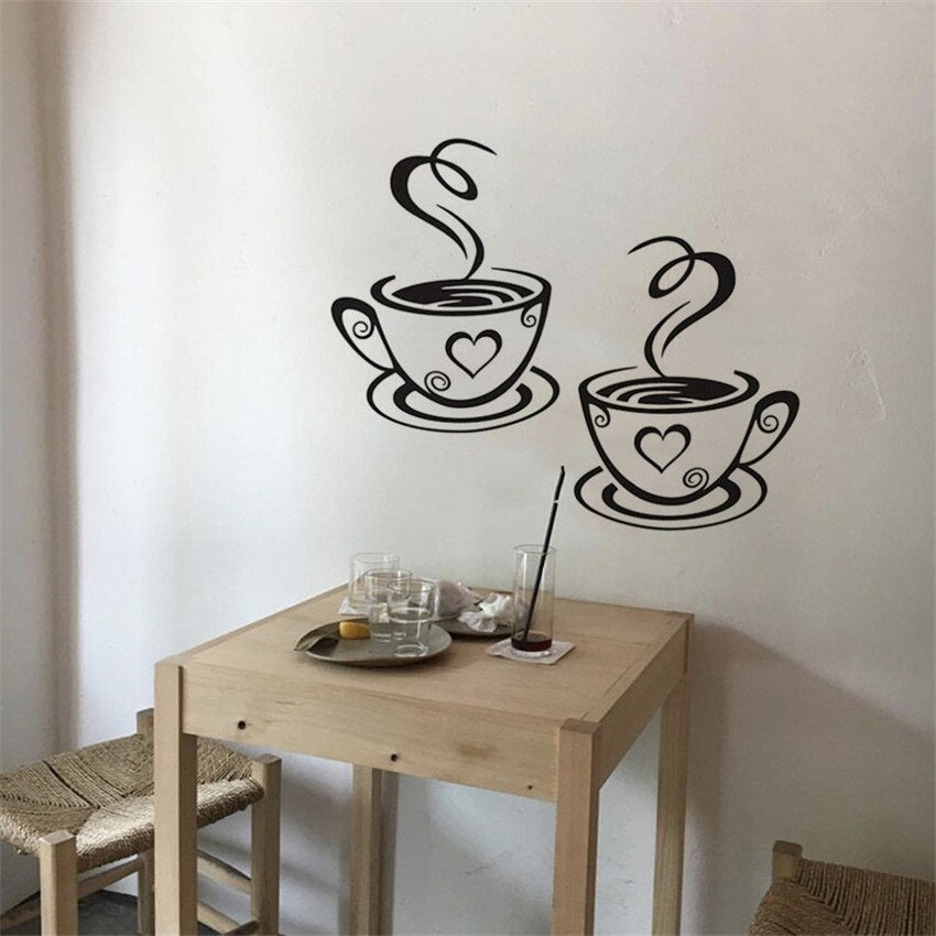 Black Coffee Cups Wall Stickers DIY Art Wall Decor DromedarShop.com Online Boutique