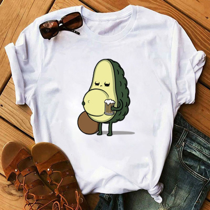 Kawaii Cartoon Avocado Short Sleeve T-Shirt DromedarShop.com Online Boutique