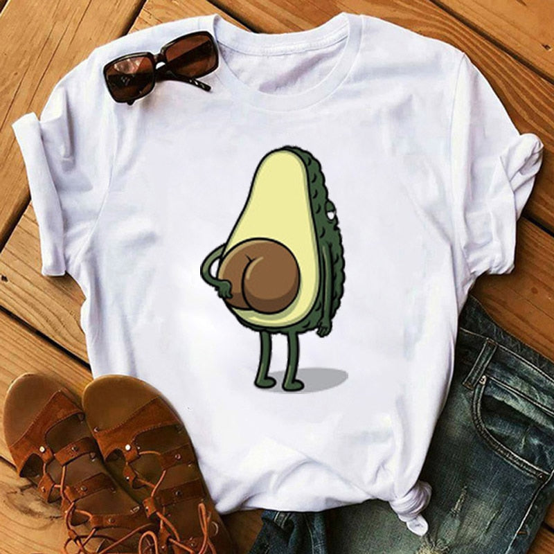 Kawaii Cartoon Avocado Short Sleeve T-Shirt DromedarShop.com Online Boutique
