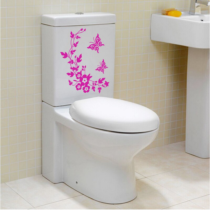 Butterfly Flower vine bathroom wall stickers for home decor Butterflies wall decals for toilet PVC decal sticker on the wall DromedarShop.com Online Boutique