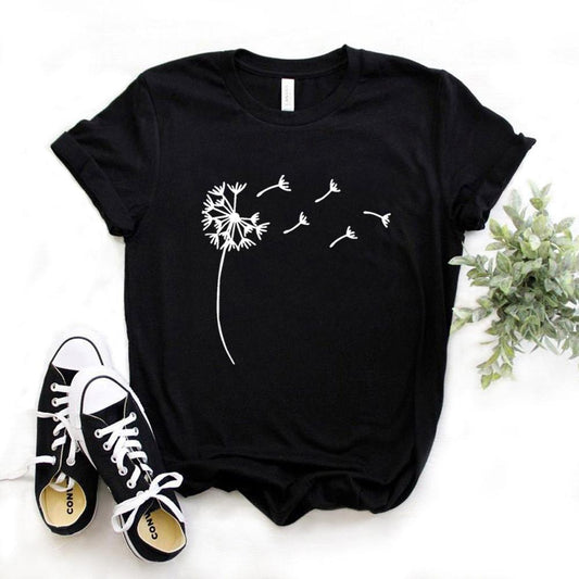 Wildflower Dandelion Print Women T-Shirt DromedarShop.com Online Boutique
