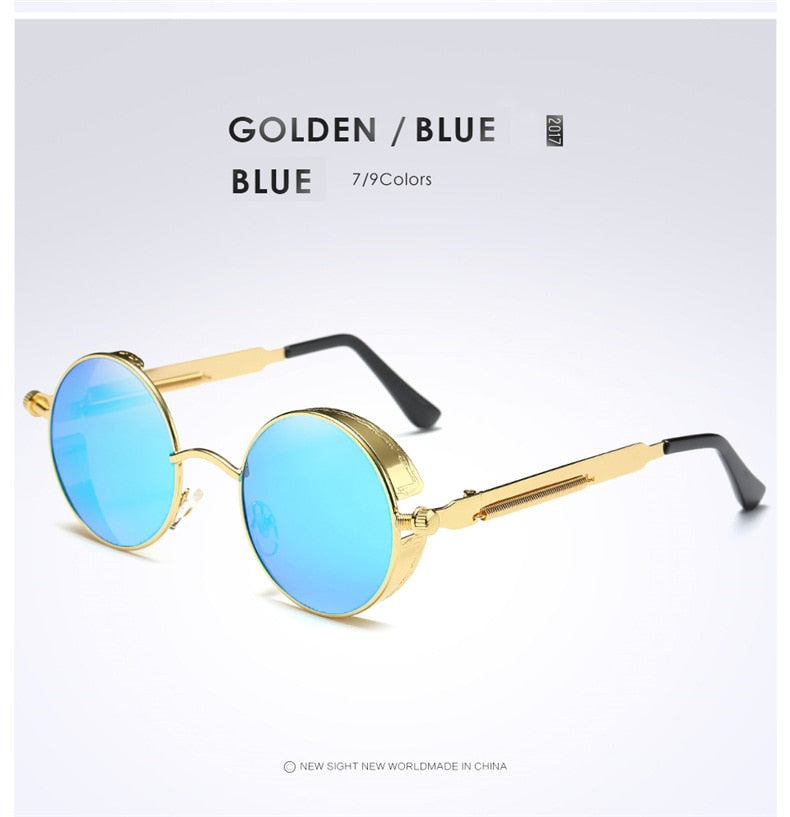 Gold Metal Polarized Gothic Steampunk Unisex Sunglasses DromedarShop.com Online Boutique