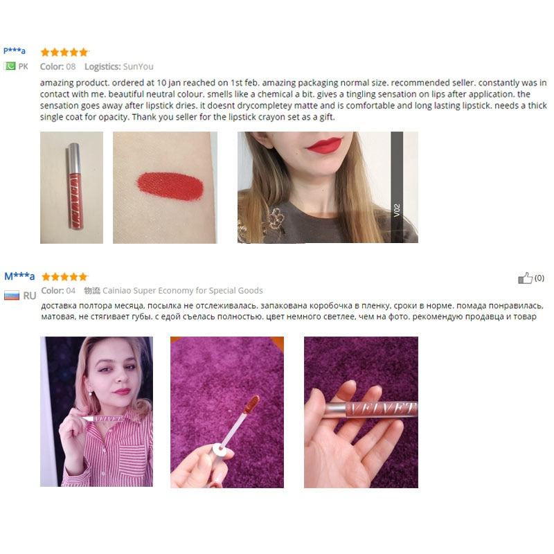 Velvet Matte High Quality Lip Tint Pigment Waterproof Long Lasting Natural Light Lipstick DromedarShop.com Online Boutique