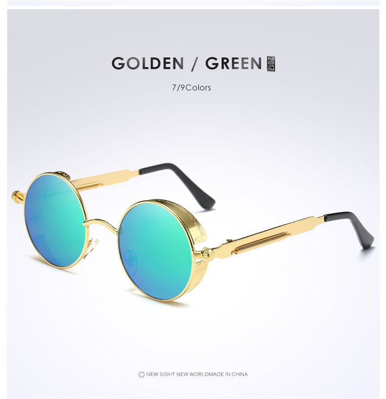 Gold Metal Polarized Gothic Steampunk Unisex Sunglasses DromedarShop.com Online Boutique