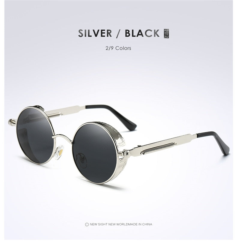 Round Metal Frame Polarized Gothic Steampunk Unisex Sunglasses DromedarShop.com Online Boutique