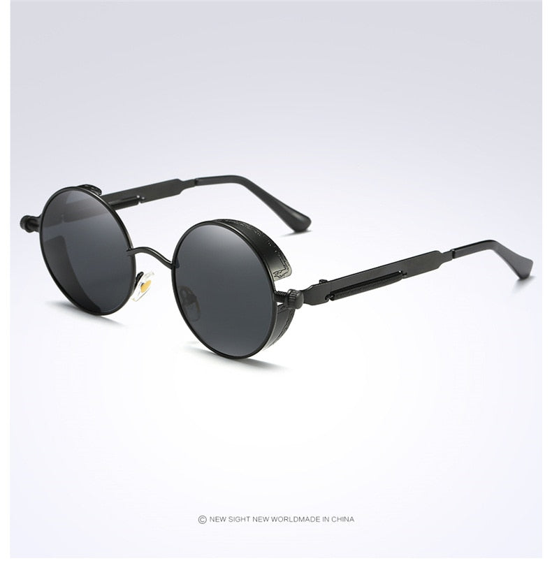 Round Metal Frame Polarized Gothic Steampunk Unisex Sunglasses DromedarShop.com Online Boutique