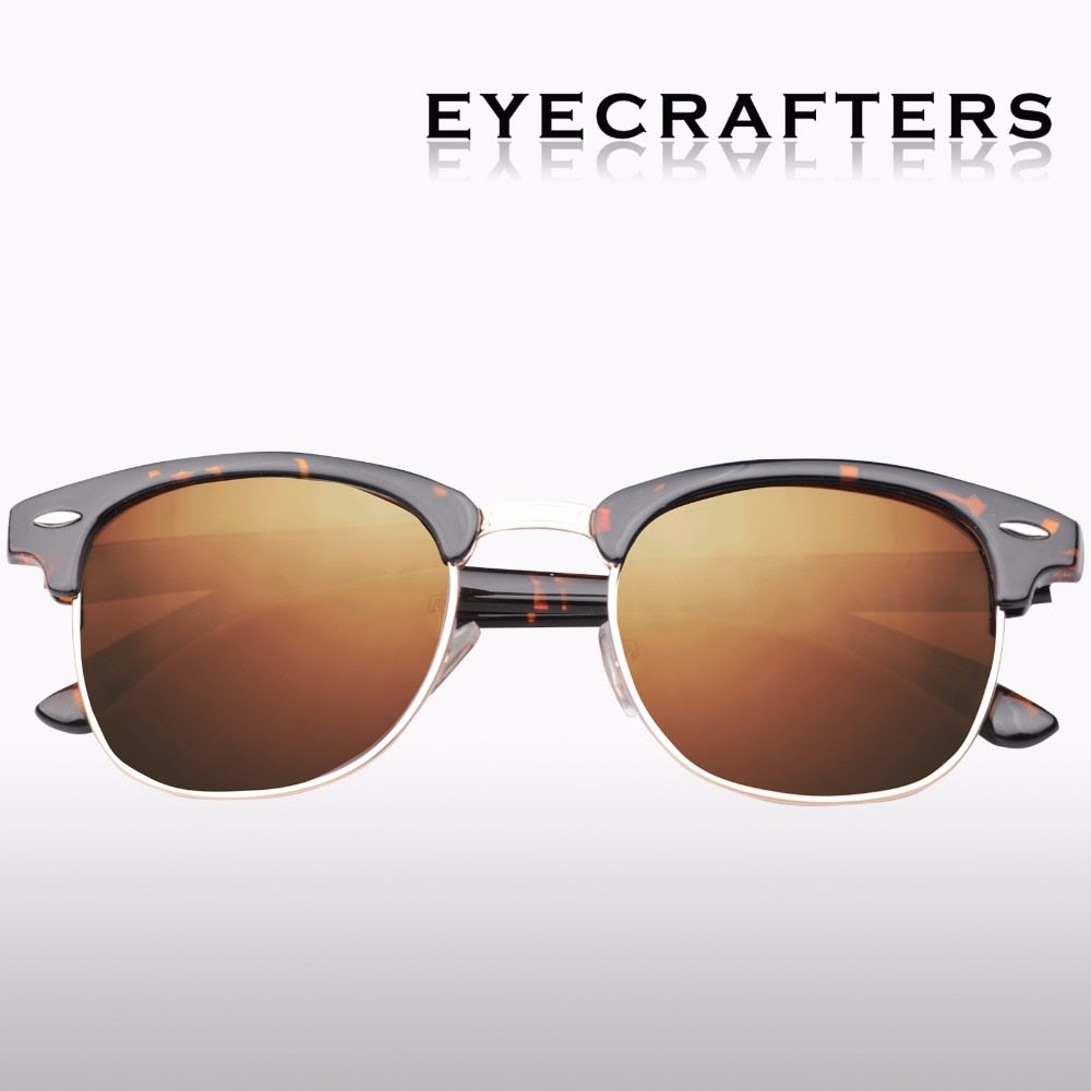 Classic Half Frame Horned Semi-Rimless Unisex Sunglasses DromedarShop.com Online Boutique