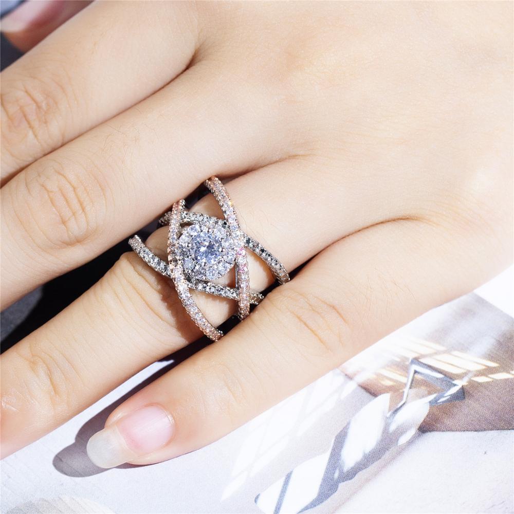Luxury Cross Infinity Silver Rose Gold Plated Wedding Ring for Women DromedarShop.com Online Boutique