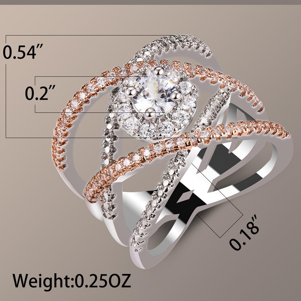 Luxury Cross Infinity Silver Rose Gold Plated Wedding Ring for Women DromedarShop.com Online Boutique