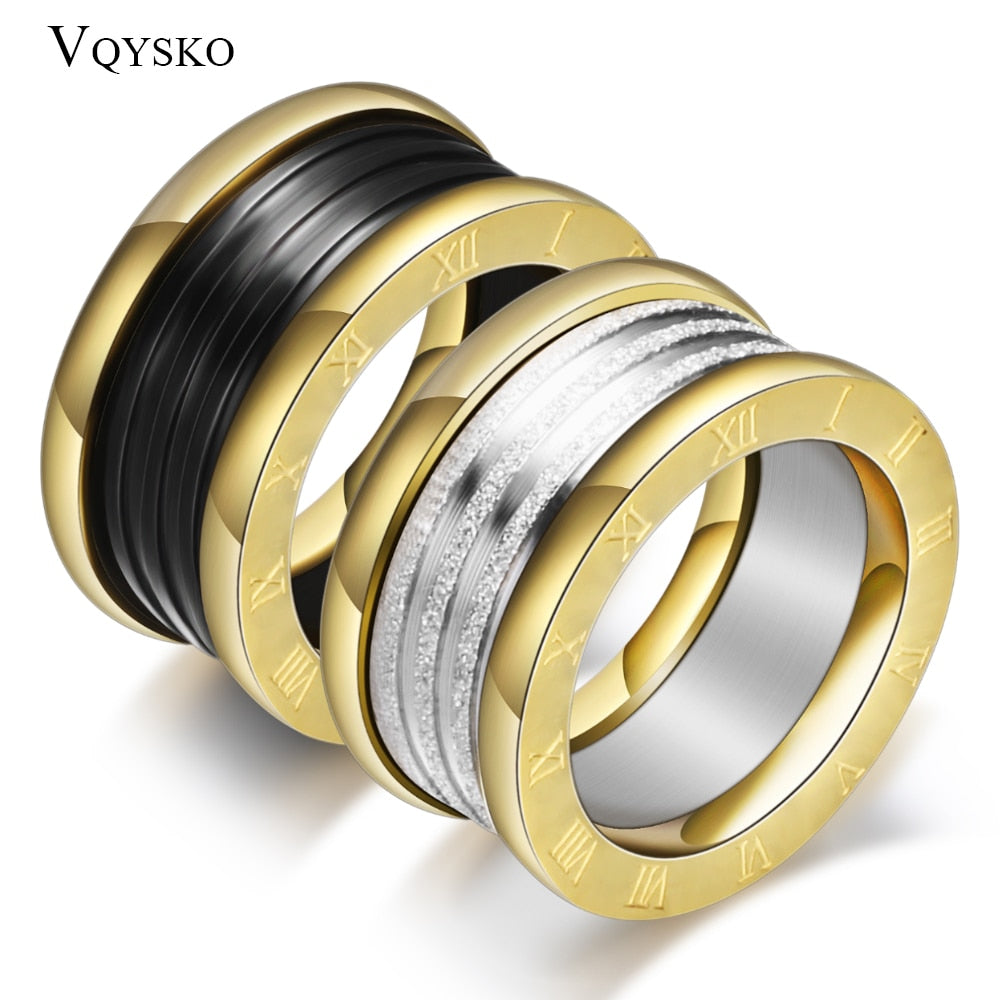 Two Color Vintage Antique Retro Stainless steel Rings For Women Men Jewelry Engagement Wedding Rings - DromedarShop.com Online Boutique