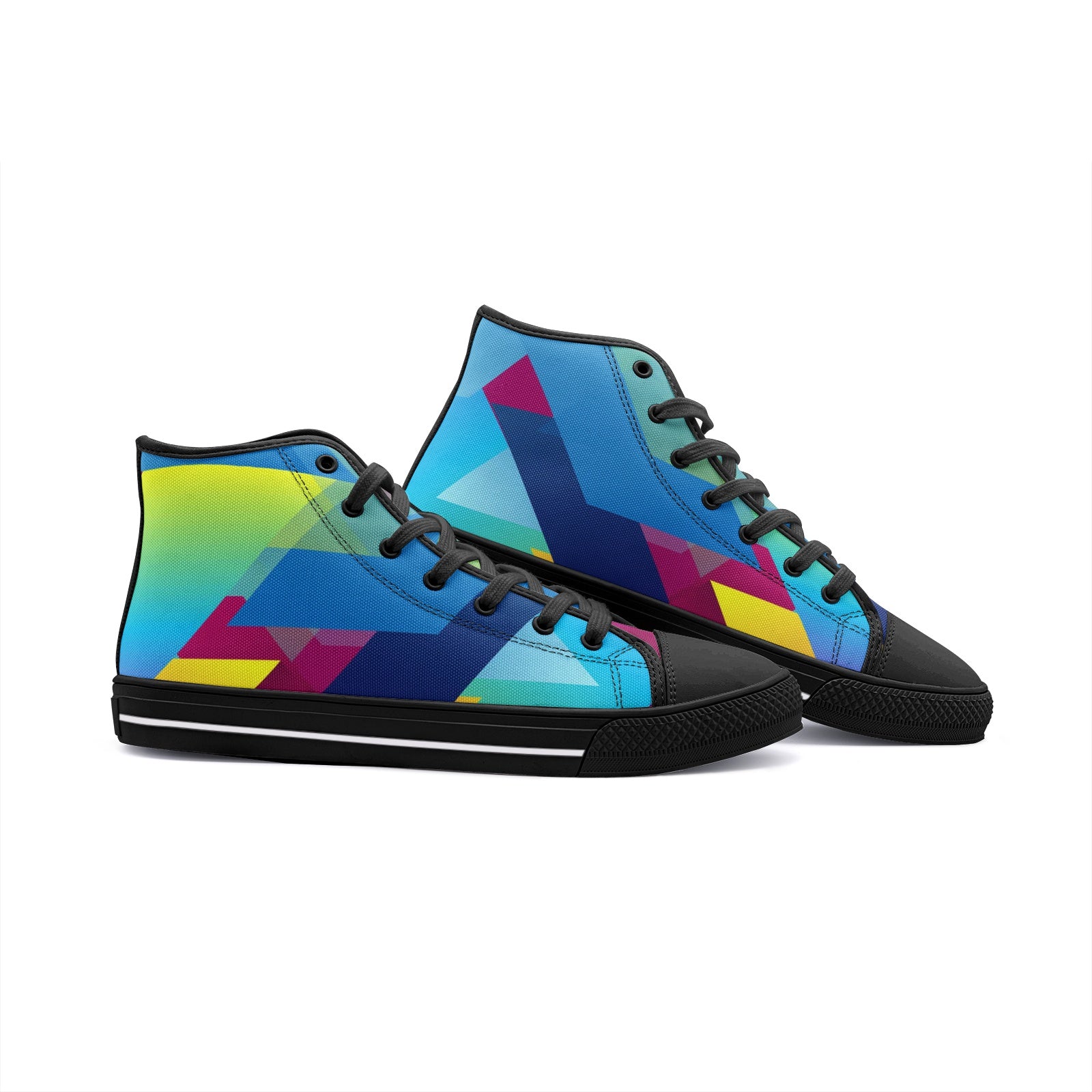 Abstract Colorful Triangles Unisex High-Top Canvas Shoes DromedarShop.com Online Boutique
