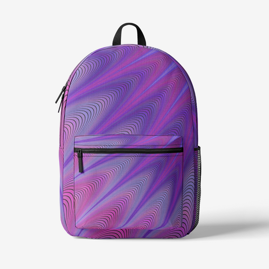 Psychedelic Purple-wawes Colorful Print Trendy Backpack - DromedarShop.com Online Boutique