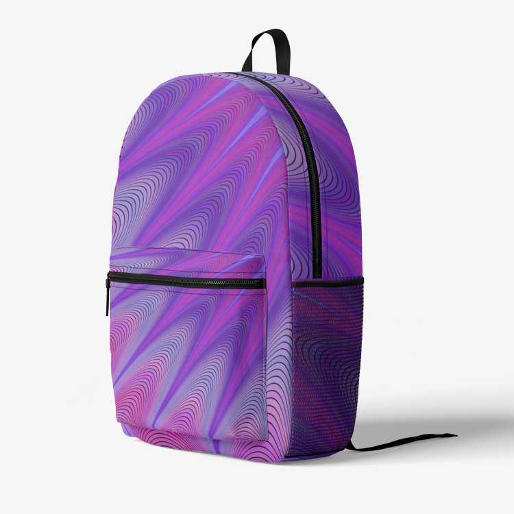 Psychedelic Purple-wawes Colorful Print Trendy Backpack - DromedarShop.com Online Boutique