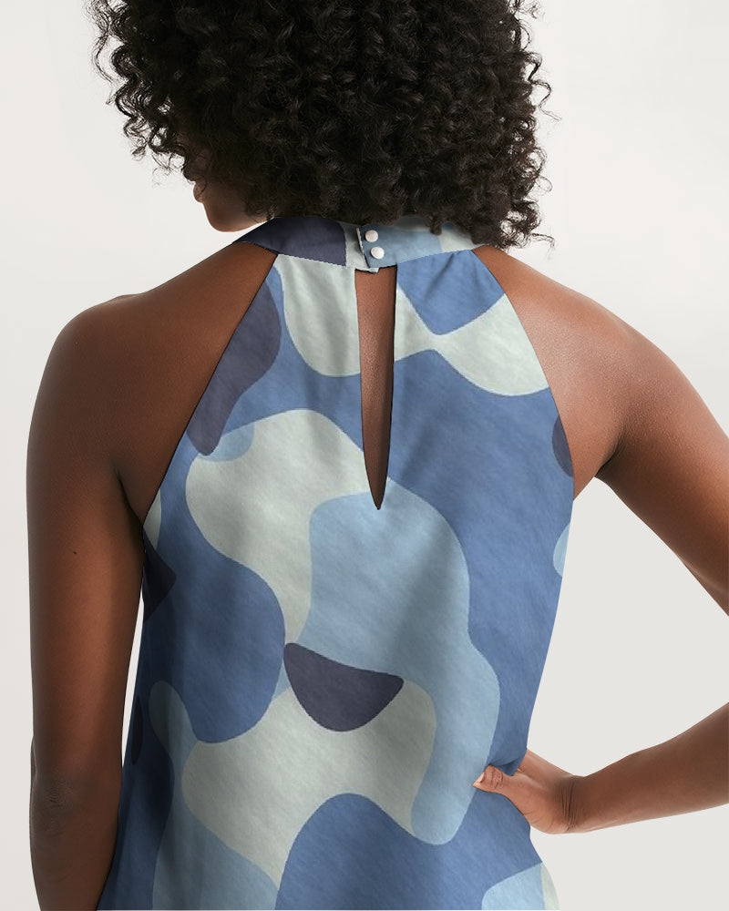 Blue Maniac Camouflage Women's Halter Dress DromedarShop.com Online Boutique