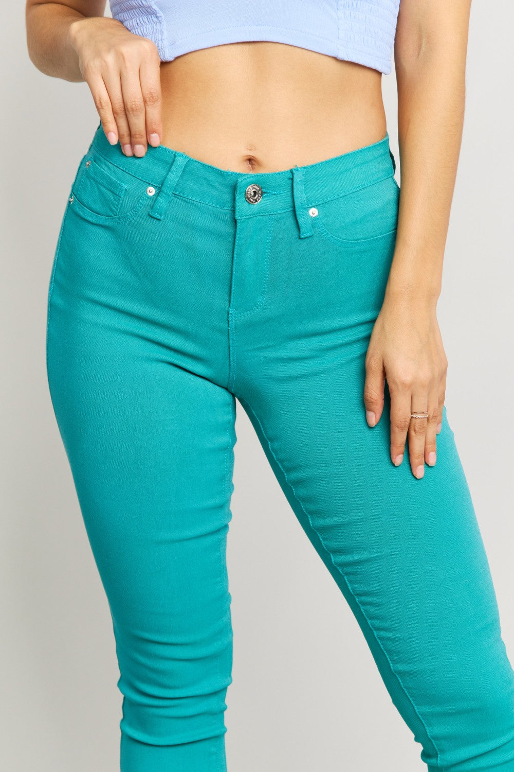 Jeanswear Kate Hyper-Stretch Full Size Mid-Rise Skinny Jeans in Sea Green DromedarShop.com Online Boutique
