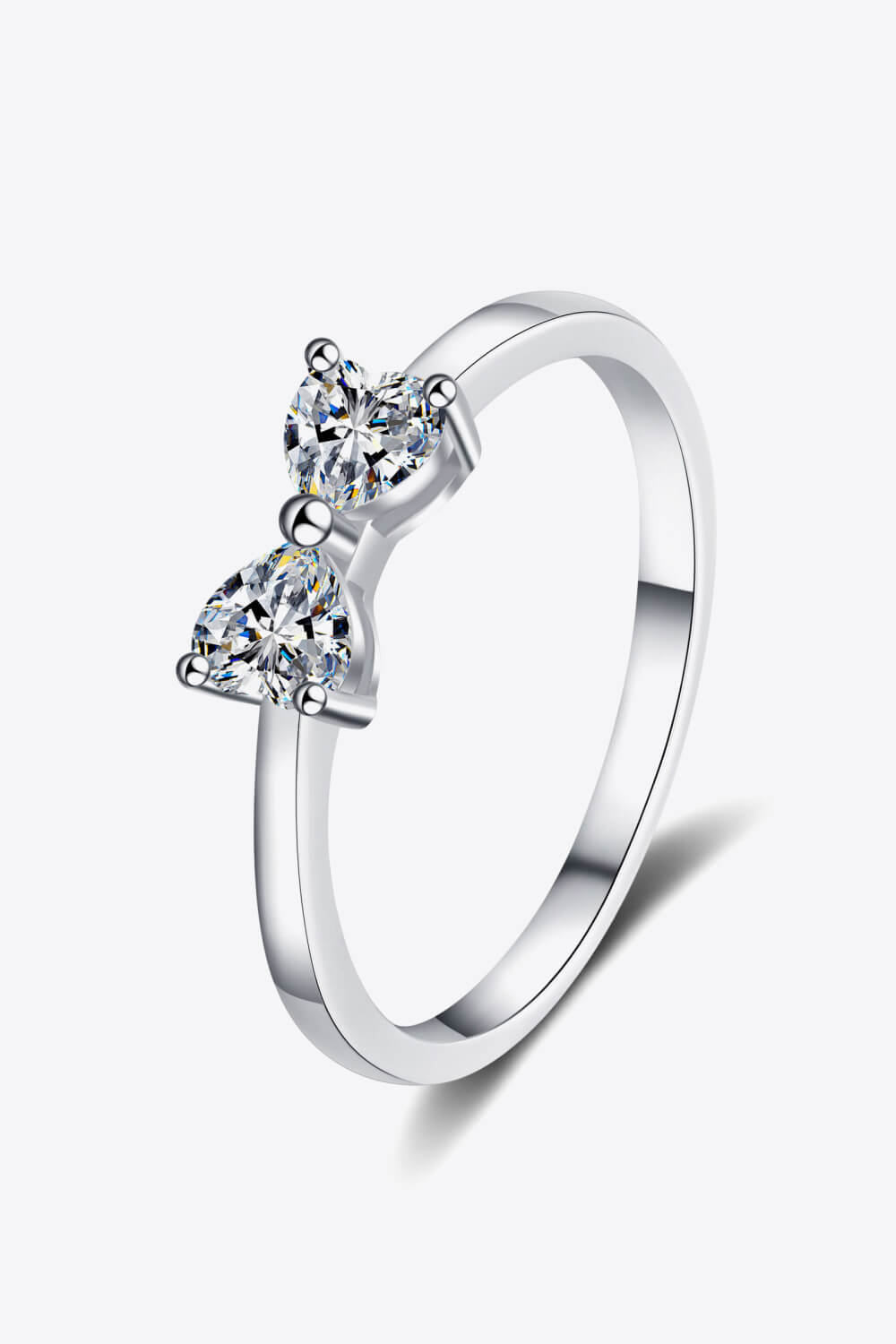 Moissanite Bow Rhodium-Plated Ring - DromedarShop.com Online Boutique