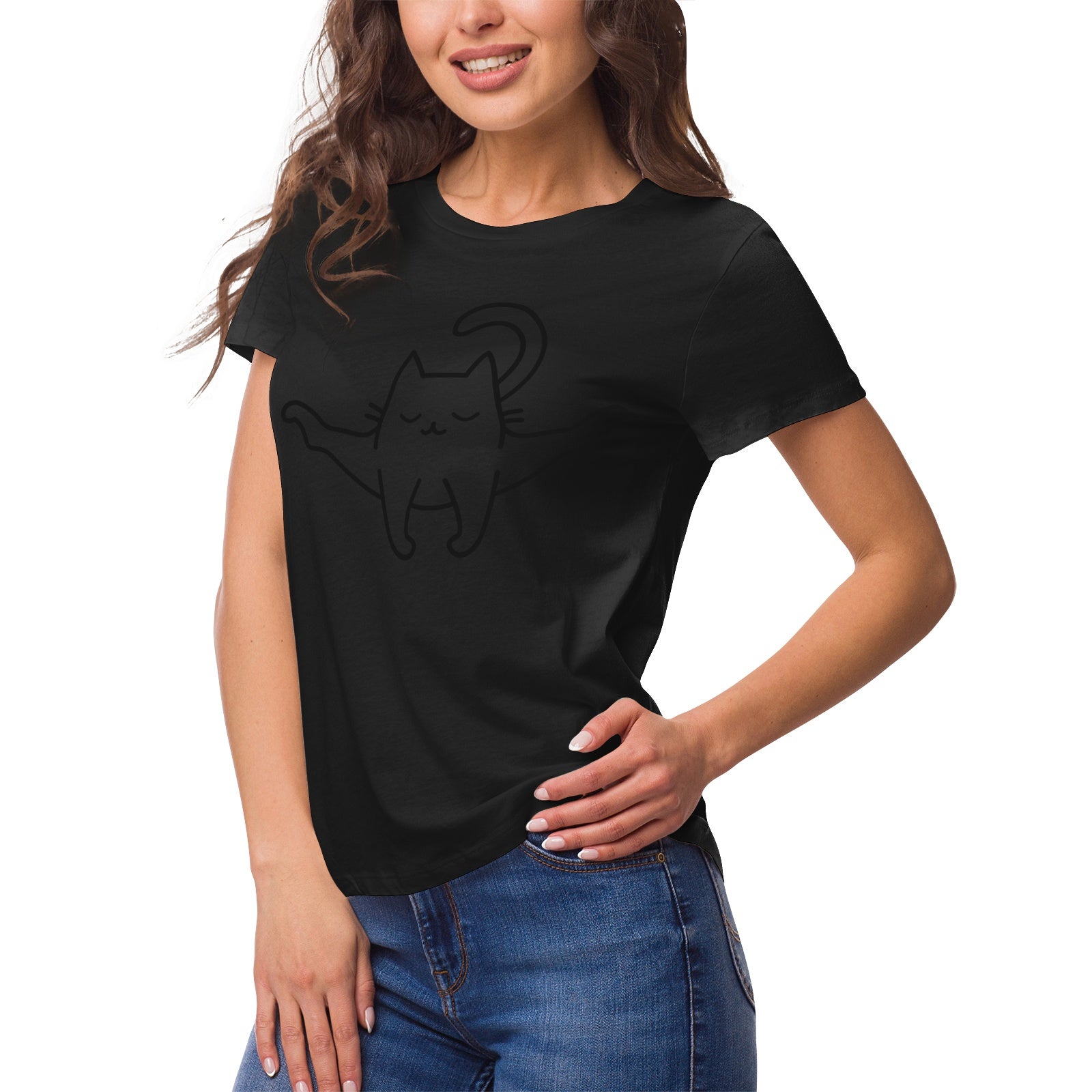 Yoga Cat 3 Women's Ultrasoft Pima Cotton T‑shirt - DromedarShop.com Online Boutique