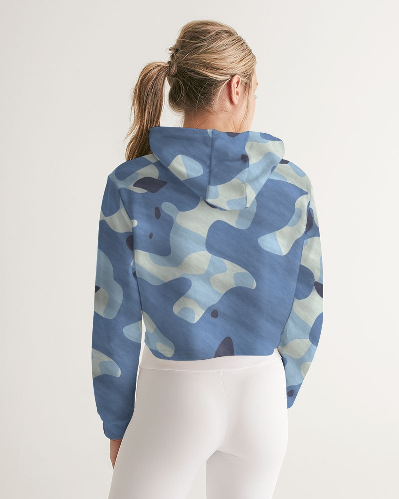 Blue Maniac Camouflage Women's Cropped Hoodie DromedarShop.com Online Boutique