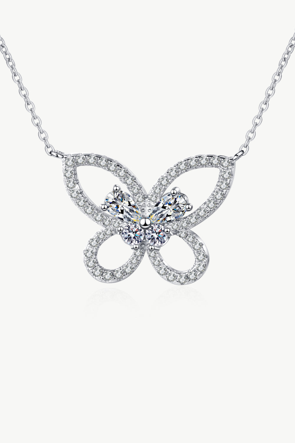 Moissanite Butterfly Pendant Necklace - DromedarShop.com Online Boutique